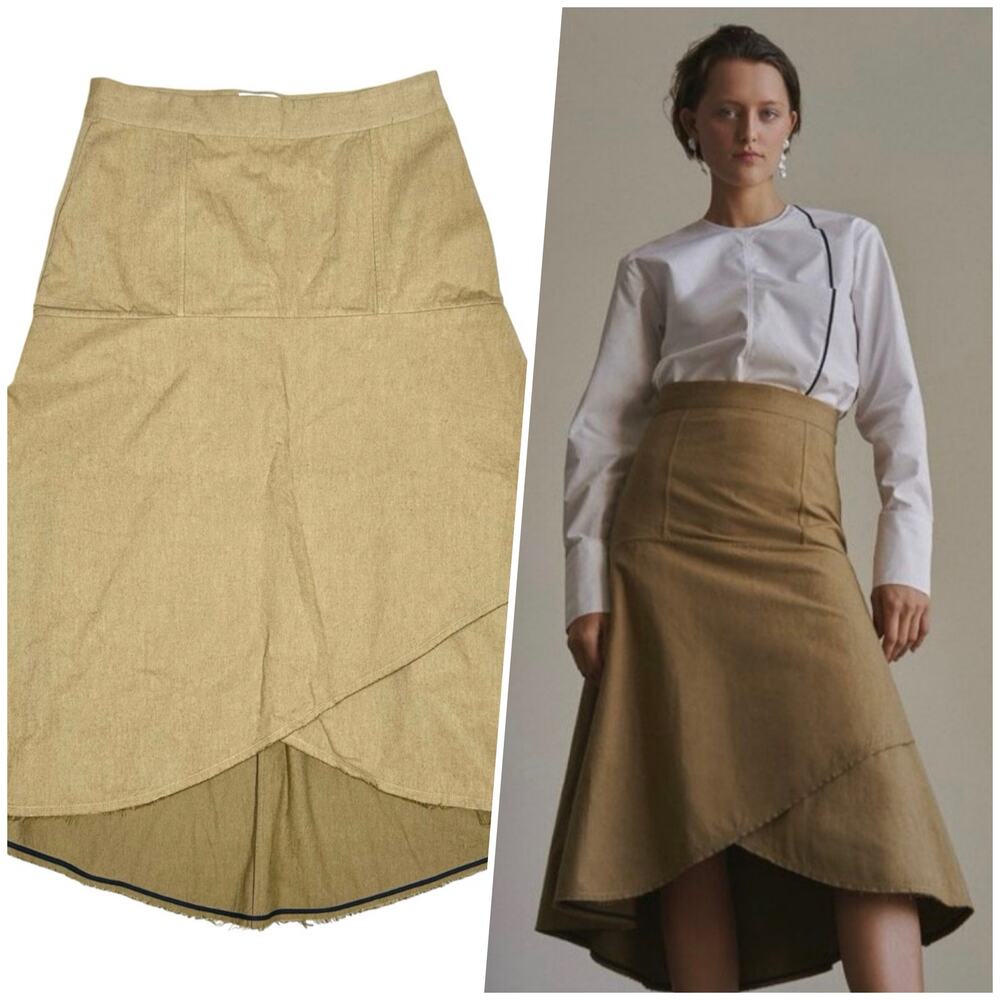 Fabiana Pigna | Women | Pampa Olive Handmade Byas Raw Cut Midi Skirt | Medium